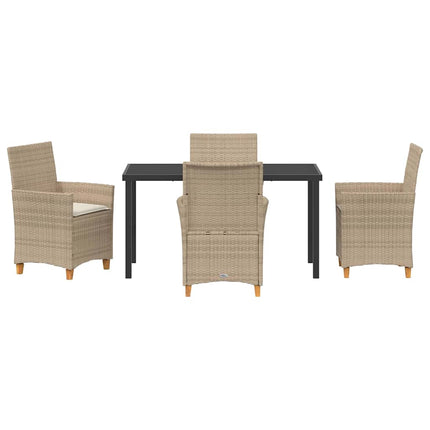 Trädgårdsmöbelset 5 st Beige konstrotting