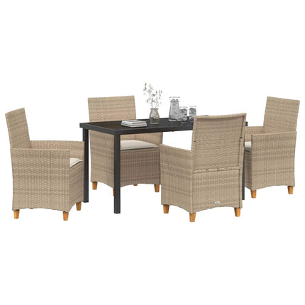 Trädgårdsmöbelset 5 pcs Beige konstrotting