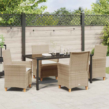 Trädgårdsmöbelset 5 pcs Beige konstrotting