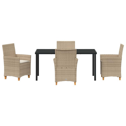 Trädgårdsmöbelset 5 pcs Beige konstrotting