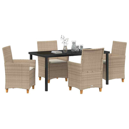 Trädgårdsmöbelset 5 pcs Beige konstrotting