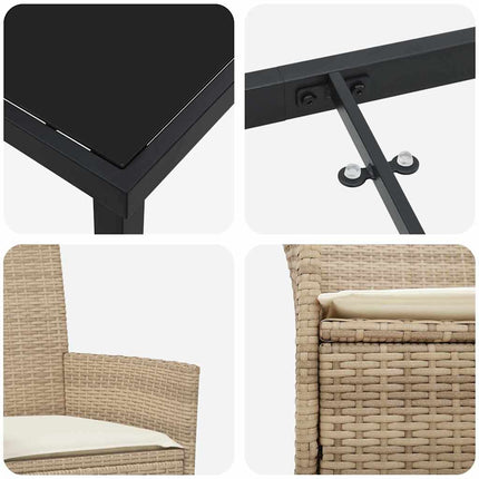 Trädgårdsmöbelset 7 pcs Beige konstrotting