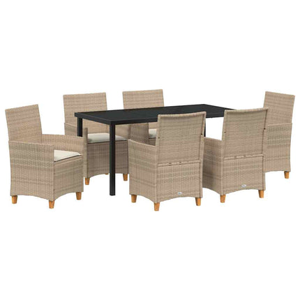 Trädgårdsmöbelset 7 pcs Beige konstrotting