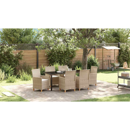 Trädgårdsmöbelset 7 pcs Beige konstrotting