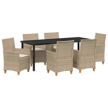 Trädgårdsmöbelset 7 pcs Beige konstrotting