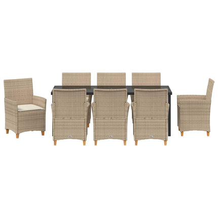 Trädgårdsmöbelset 9 pcs Beige konstrotting