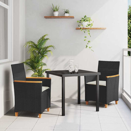 Trädgårdsmöbelset 3 pcs Svart konstrotting