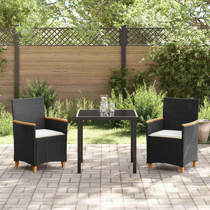 Trädgårdsmöbelset 3 pcs Svart konstrotting