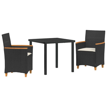 Trädgårdsmöbelset 3 pcs Svart konstrotting