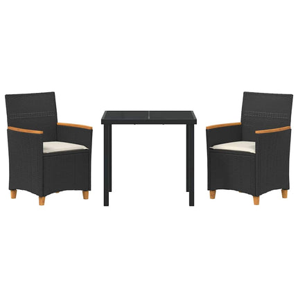 Trädgårdsmöbelset 3 pcs Svart konstrotting