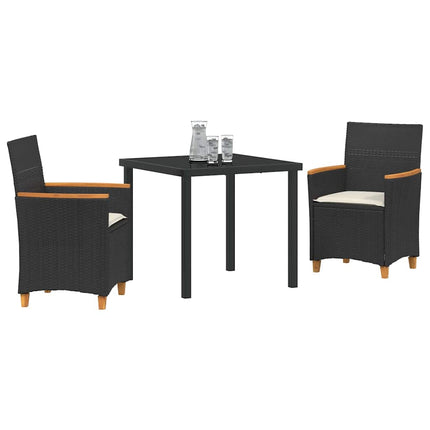 Trädgårdsmöbelset 3 pcs Svart konstrotting