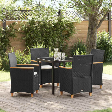 Trädgårdsmöbelset 5 pcs Svart konstrotting
