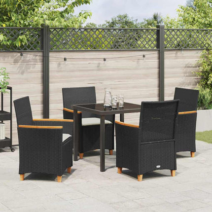 Trädgårdsmöbelset 5 pcs Svart konstrotting