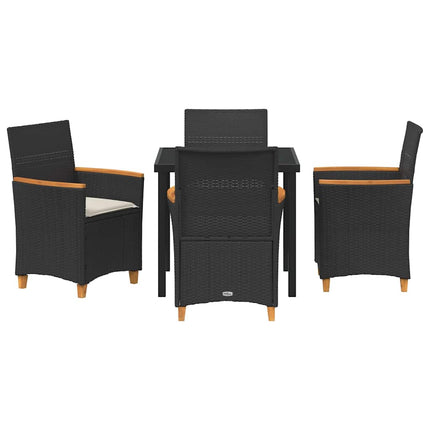Trädgårdsmöbelset 5 pcs Svart konstrotting