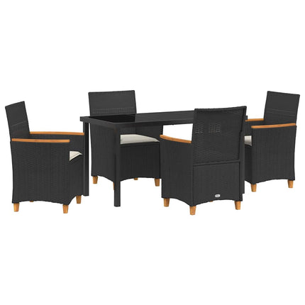 Trädgårdsmöbelset 5 pcs Svart konstrotting