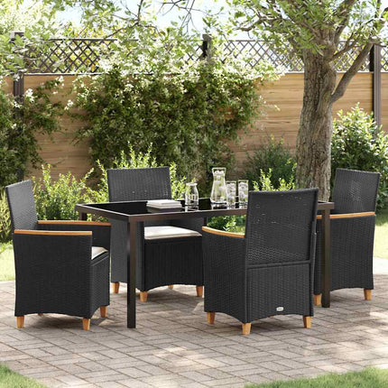 Trädgårdsmöbelset 5 pcs Svart konstrotting