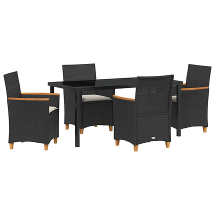 Trädgårdsmöbelset 5 pcs Svart konstrotting