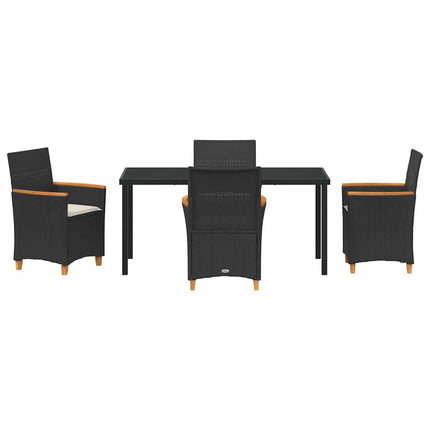 Trädgårdsmöbelset 5 pcs Svart konstrotting