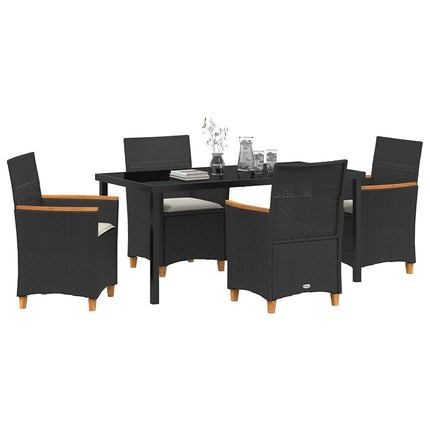 Trädgårdsmöbelset 5 pcs Svart konstrotting