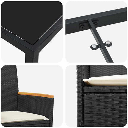 Trädgårdsmöbelset 7 pcs Svart konstrotting