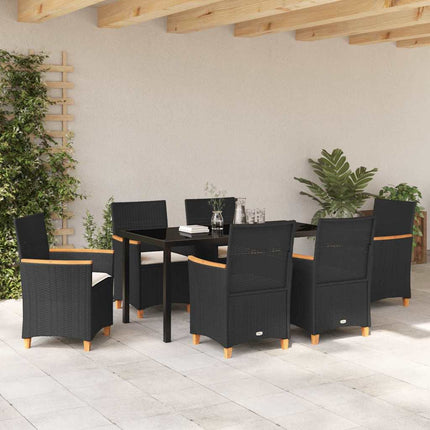 Trädgårdsmöbelset 7 pcs Svart konstrotting