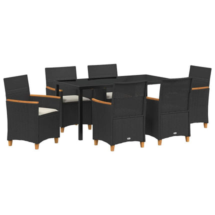 Trädgårdsmöbelset 7 pcs Svart konstrotting