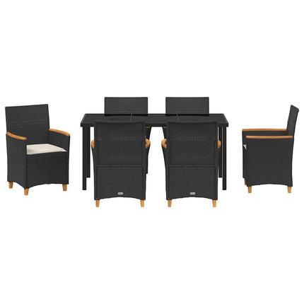 Trädgårdsmöbelset 7 pcs Svart konstrotting