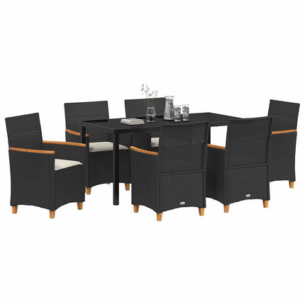 Trädgårdsmöbelset 7 pcs Svart konstrotting