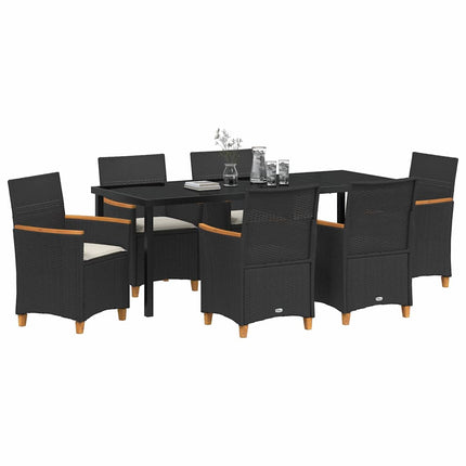 Trädgårdsmöbelset 7 pcs Svart konstrotting