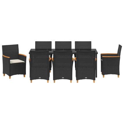 Trädgårdsmöbelset 9 pcs Svart konstrotting