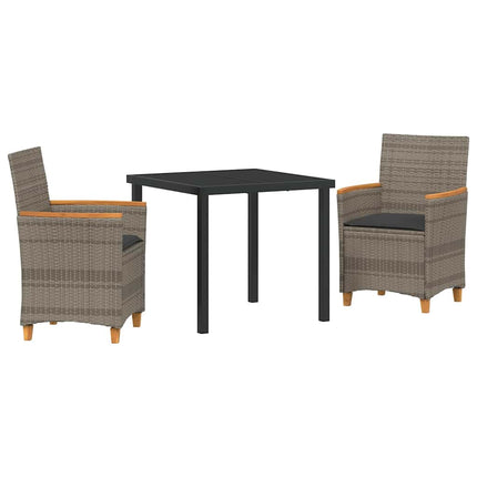 Trädgårdsmöbelset 3 pcs Grå konstrotting