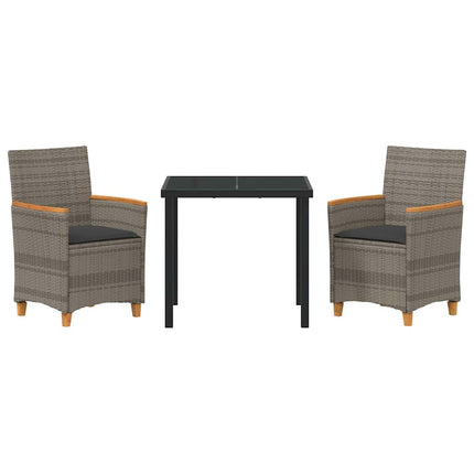Trädgårdsmöbelset 3 pcs Grå konstrotting
