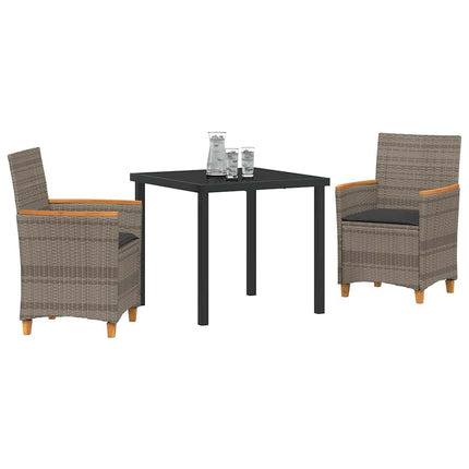 Trädgårdsmöbelset 3 pcs Grå konstrotting