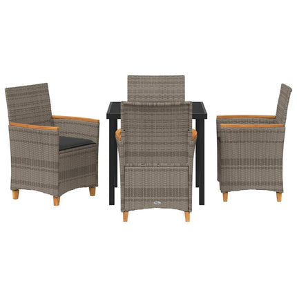 Trädgårdsmöbelset 5 pcs Grå konstrotting