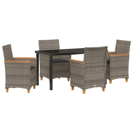 Trädgårdsmöbelset 5 pcs Grå konstrotting