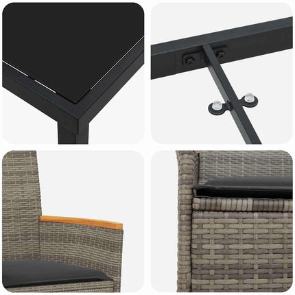 Trädgårdsmöbelset 5 pcs Grå konstrotting