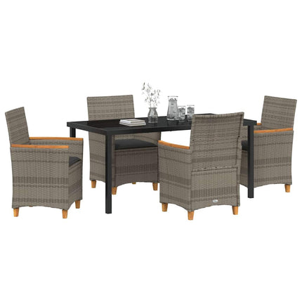 Trädgårdsmöbelset 5 pcs Grå konstrotting