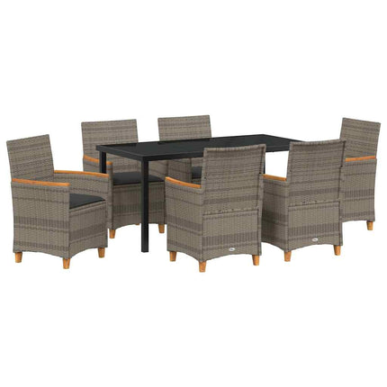 Trädgårdsmöbelset 7 pcs Grå konstrotting
