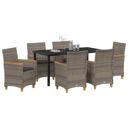 Trädgårdsmöbelset 7 pcs Grå konstrotting