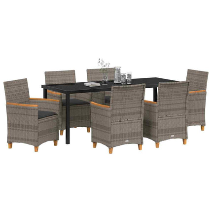 Trädgårdsmöbelset 7 pcs Grå konstrotting
