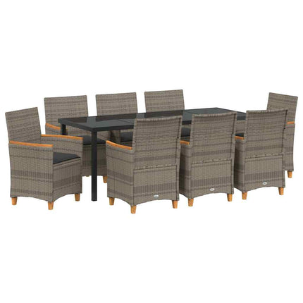 Trädgårdsmöbelset 9 pcs Grå konstrotting