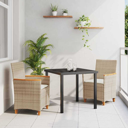 Trädgårdsmöbelset 3 pcs Beige konstrotting