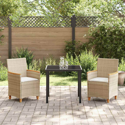 Trädgårdsmöbelset 3 pcs Beige konstrotting