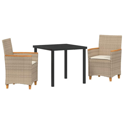 Trädgårdsmöbelset 3 pcs Beige konstrotting