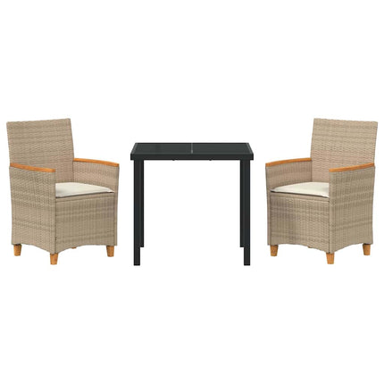 Trädgårdsmöbelset 3 pcs Beige konstrotting