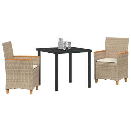 Trädgårdsmöbelset 3 pcs Beige konstrotting
