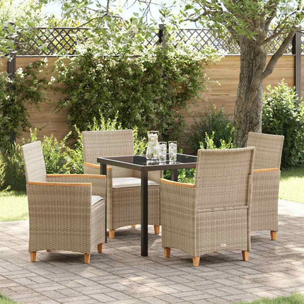 Trädgårdsmöbelset 5 pcs Beige konstrotting