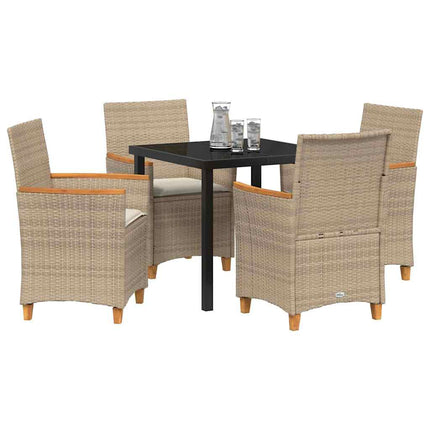 Trädgårdsmöbelset 5 pcs Beige konstrotting