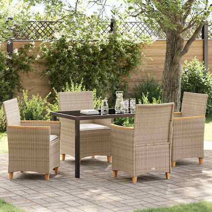 Trädgårdsmöbelset 5 pcs Beige konstrotting