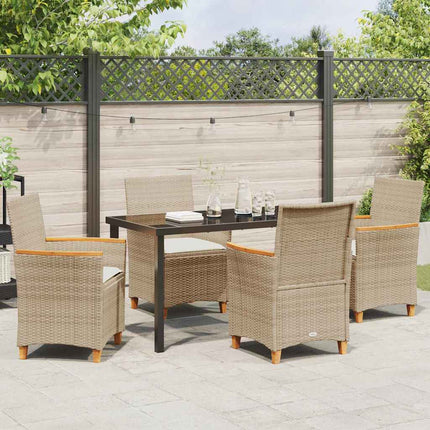 Trädgårdsmöbelset 5 pcs Beige konstrotting